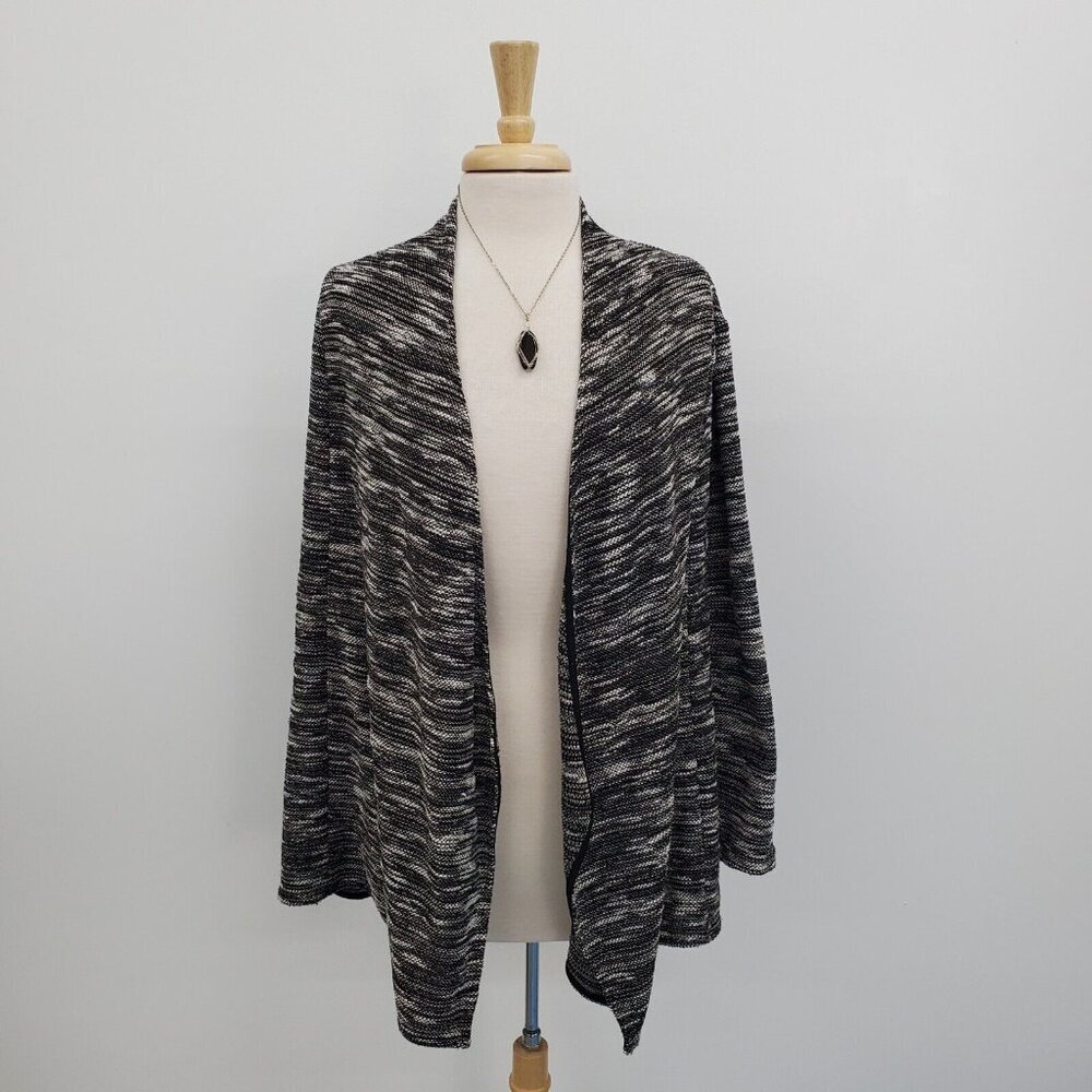 Catherines Womens Open Front Knit Cardigan Sweater Size 0X (14/16) Black White